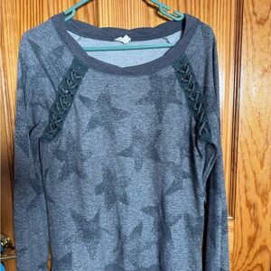 Hem & Thread Grey Star Lace-Up Long Sleeve Top